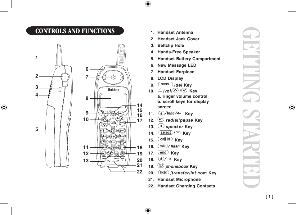 Ge tt in g s ta rt ed | Uniden WDECT 3315 User Manual | Page 5 / 56