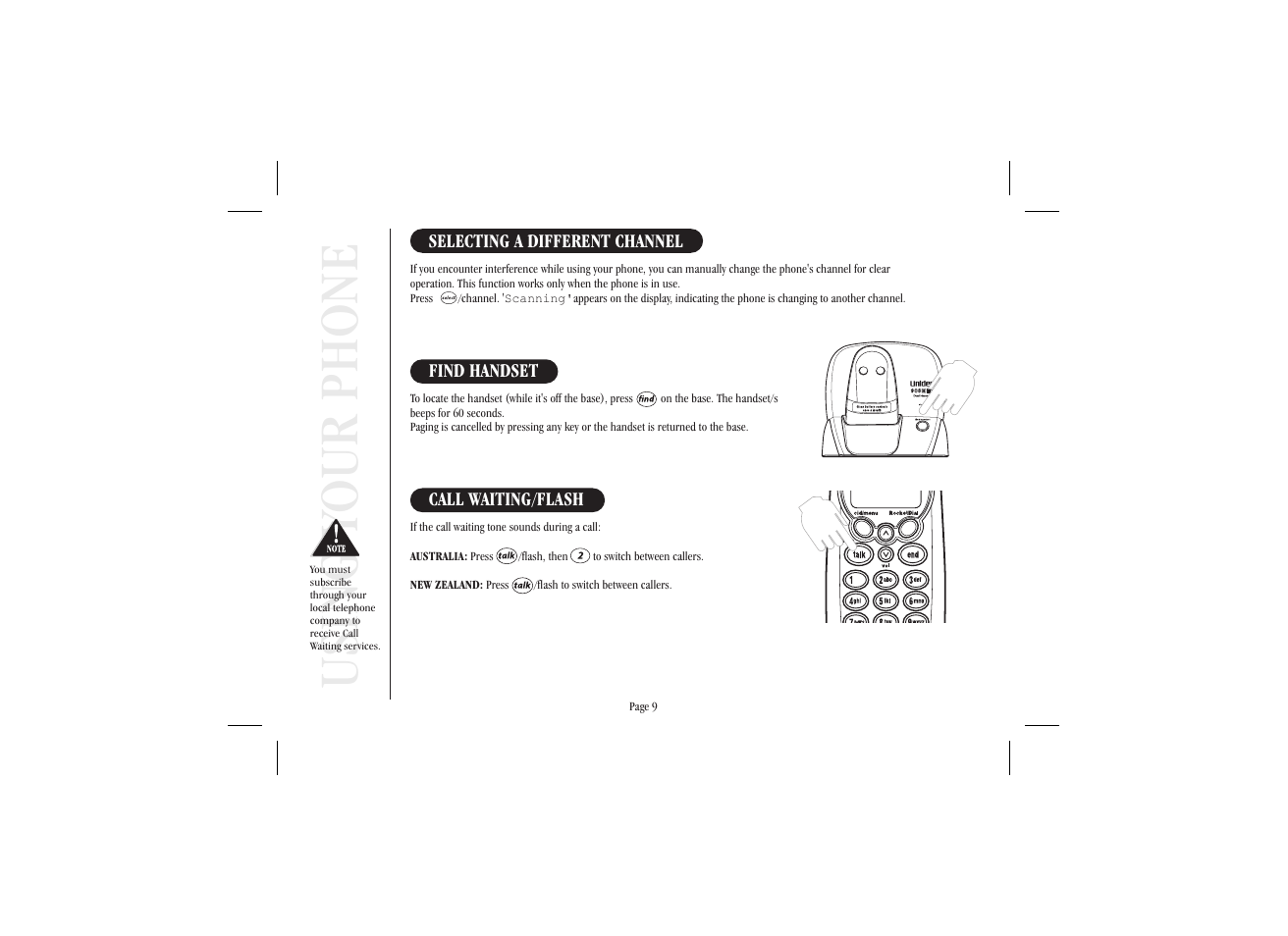 Using your phone | Uniden XS915 User Manual | Page 13 / 24