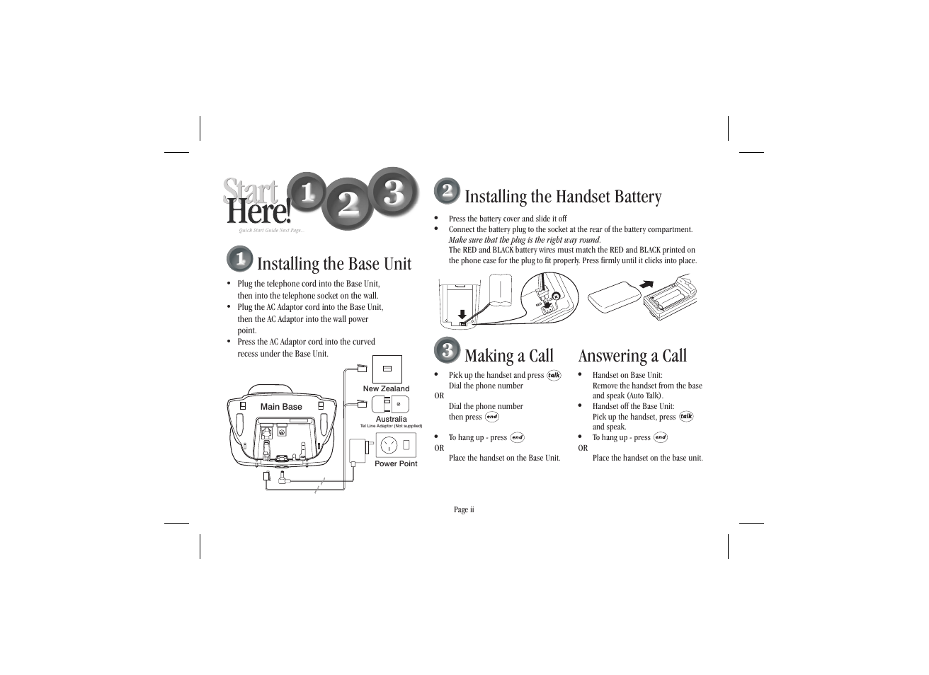 Installing the base unit | Uniden XS915 User Manual | Page 3 / 24