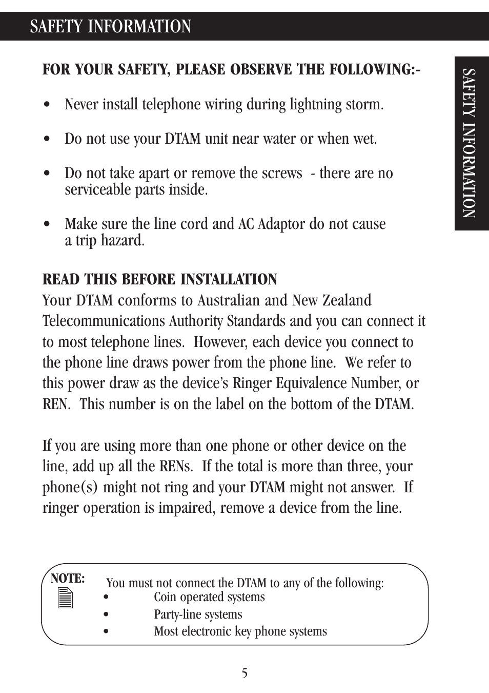 Safety information, For your safety, please observe the following, Read this before installation | Safety informa tion | Uniden 7000A User Manual | Page 5 / 42