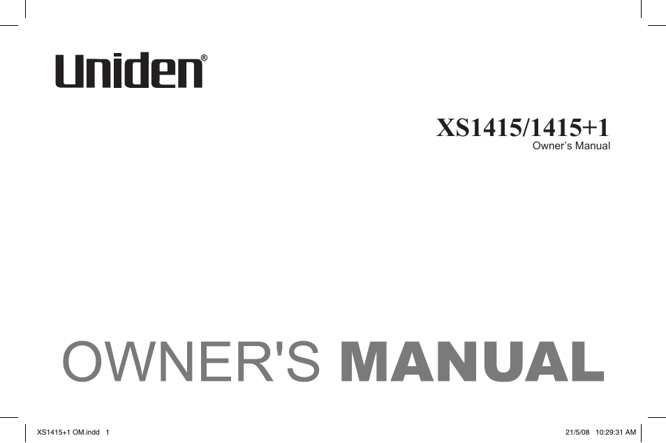 Uniden XS1415/1415+1 User Manual | 44 pages