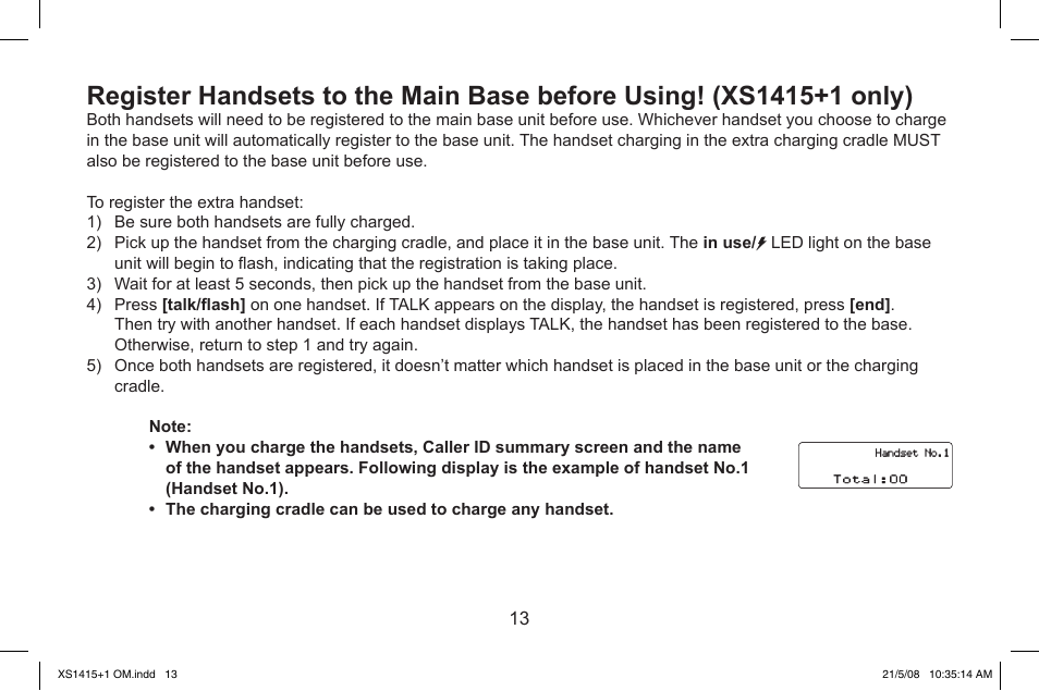 Uniden XS1415/1415+1 User Manual | Page 14 / 44