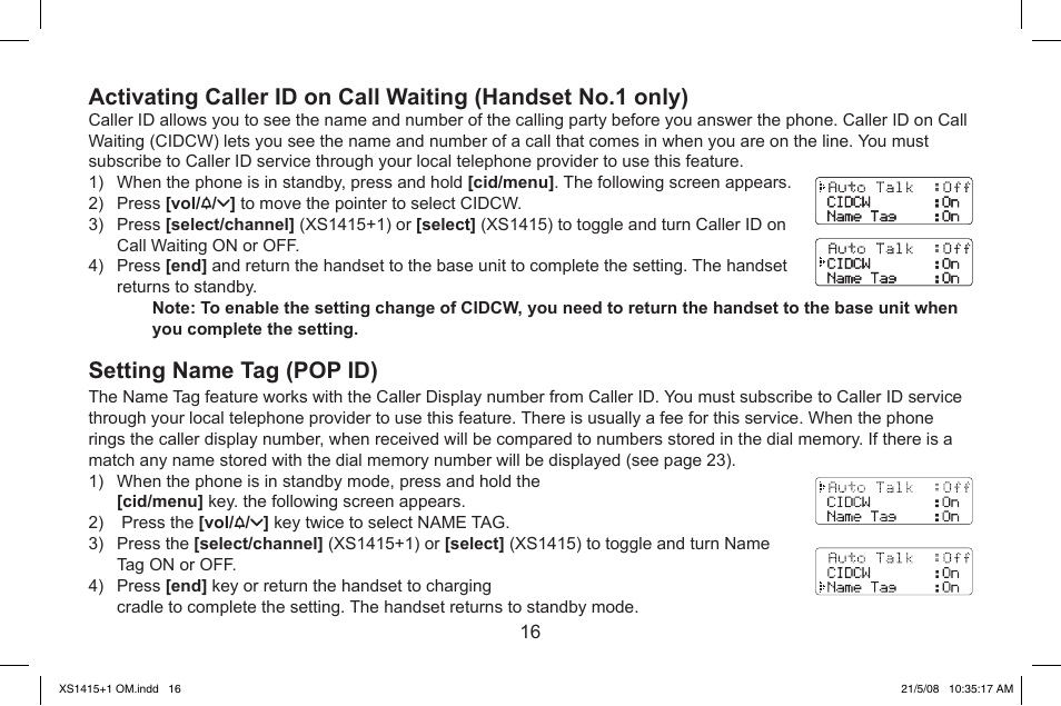 Setting.name.tag.(pop.id) | Uniden XS1415/1415+1 User Manual | Page 17 / 44