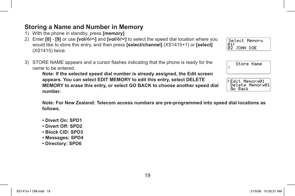 Uniden XS1415/1415+1 User Manual | Page 20 / 44