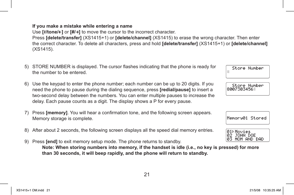 Uniden XS1415/1415+1 User Manual | Page 22 / 44