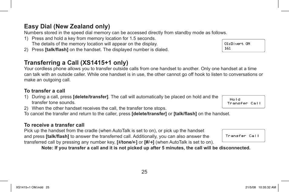 Easy.dial.(new.zealand.only) | Uniden XS1415/1415+1 User Manual | Page 26 / 44