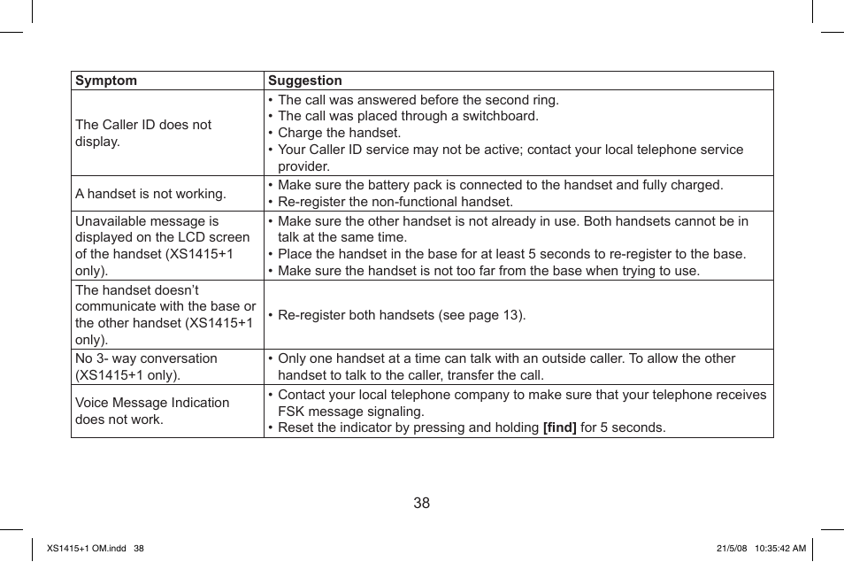Uniden XS1415/1415+1 User Manual | Page 39 / 44