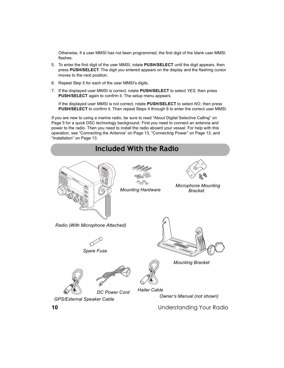 Included with the radio | Uniden UM-525 User Manual | Page 10 / 60