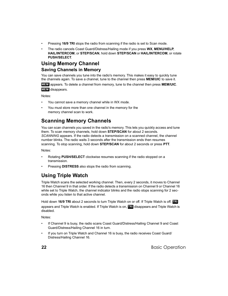Using triple watch | Uniden UM-525 User Manual | Page 22 / 60