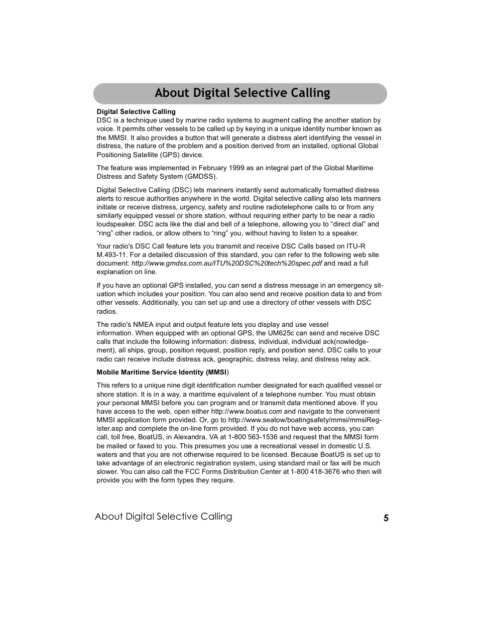 About digital selective calling | Uniden UM-525 User Manual | Page 5 / 60