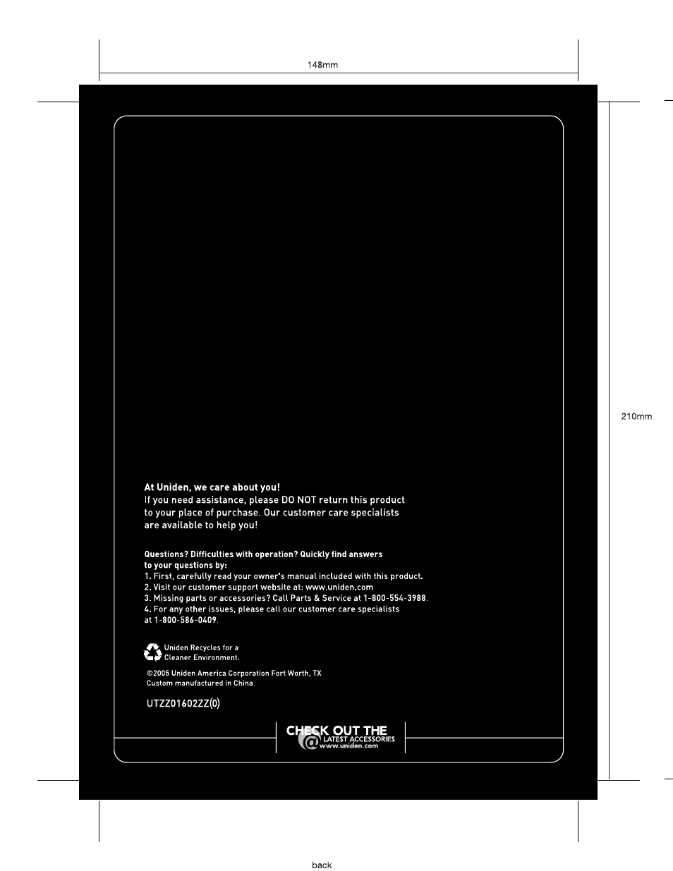 Uniden UM-525 User Manual | Page 60 / 60