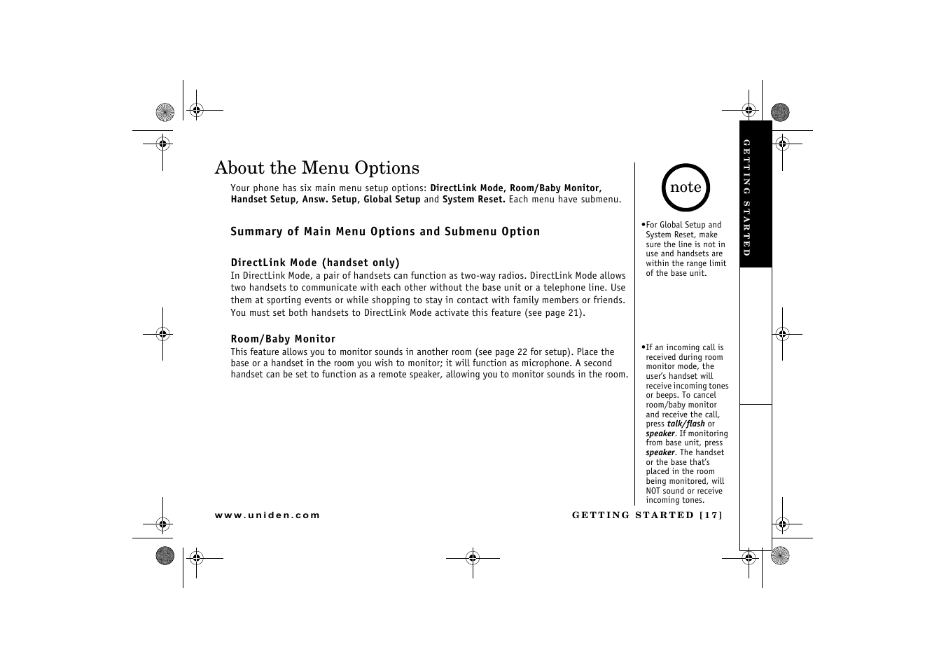 About the menu options | Uniden DCX 640 User Manual | Page 19 / 88