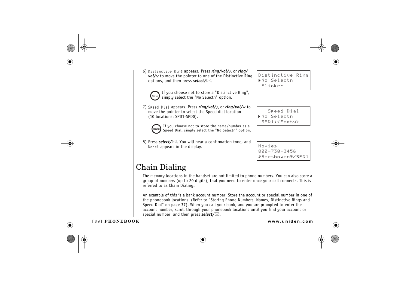 Chain dialing | Uniden DCX 640 User Manual | Page 40 / 88