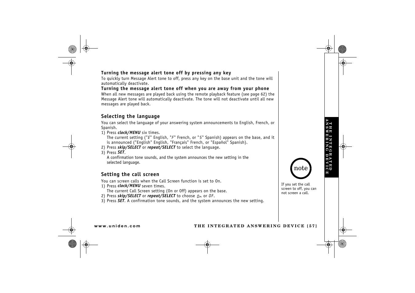 Uniden DCX 640 User Manual | Page 59 / 88