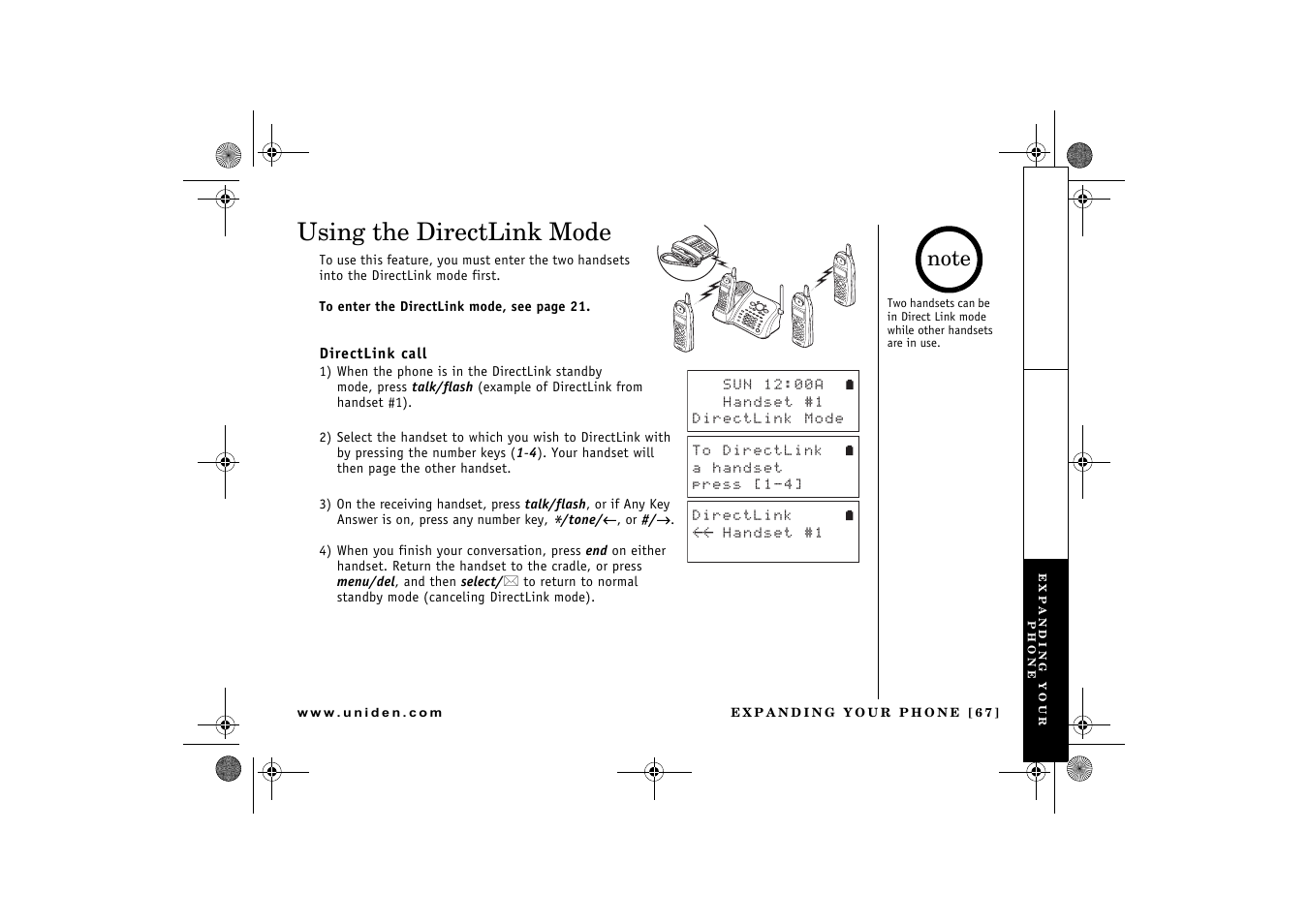 Using the directlink mode | Uniden DCX 640 User Manual | Page 69 / 88