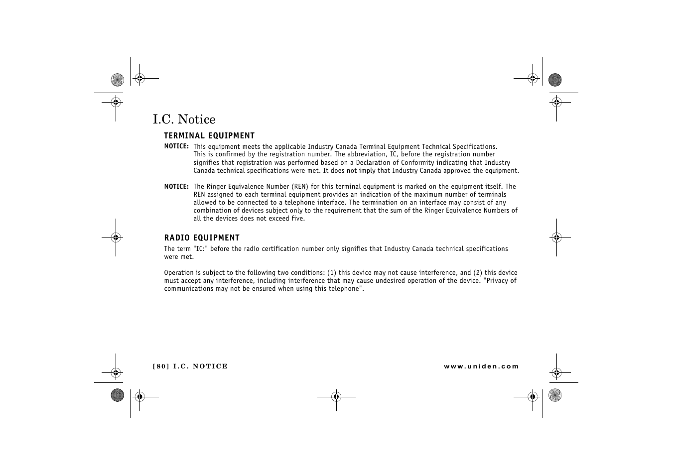 I.c. notice | Uniden DCX 640 User Manual | Page 82 / 88