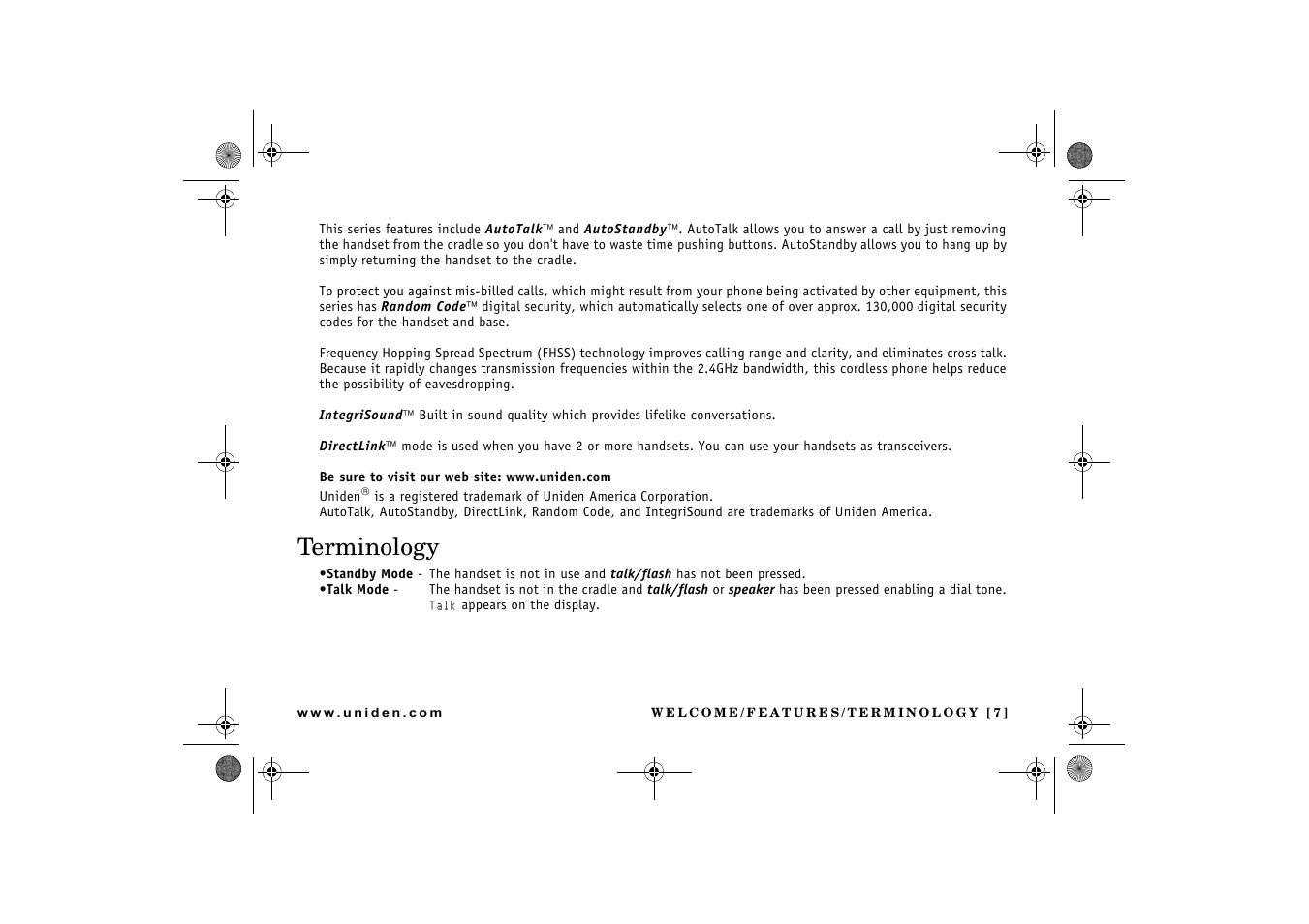 Terminology | Uniden DCX 640 User Manual | Page 9 / 88