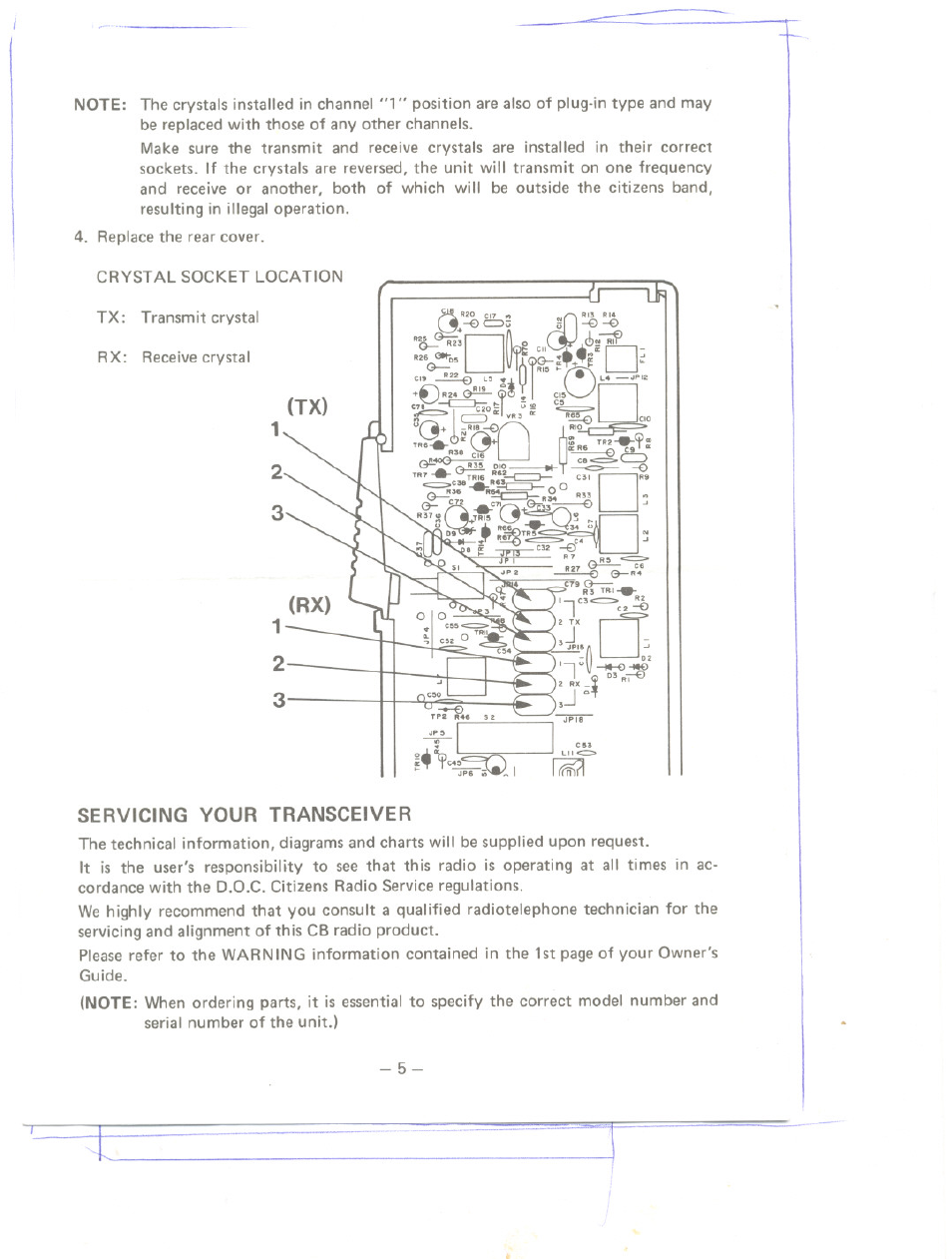 Servicing your transceiver | Uniden HAND- HELD TRANSCEIVER AX52 User Manual | Page 6 / 8