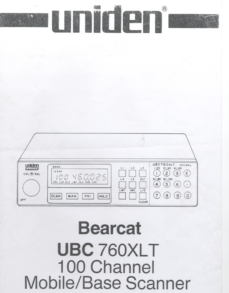 Uniden UBC760XLT User Manual | 8 pages