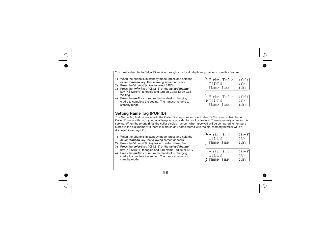 Uniden XS1215 +1 User Manual | Page 16 / 44