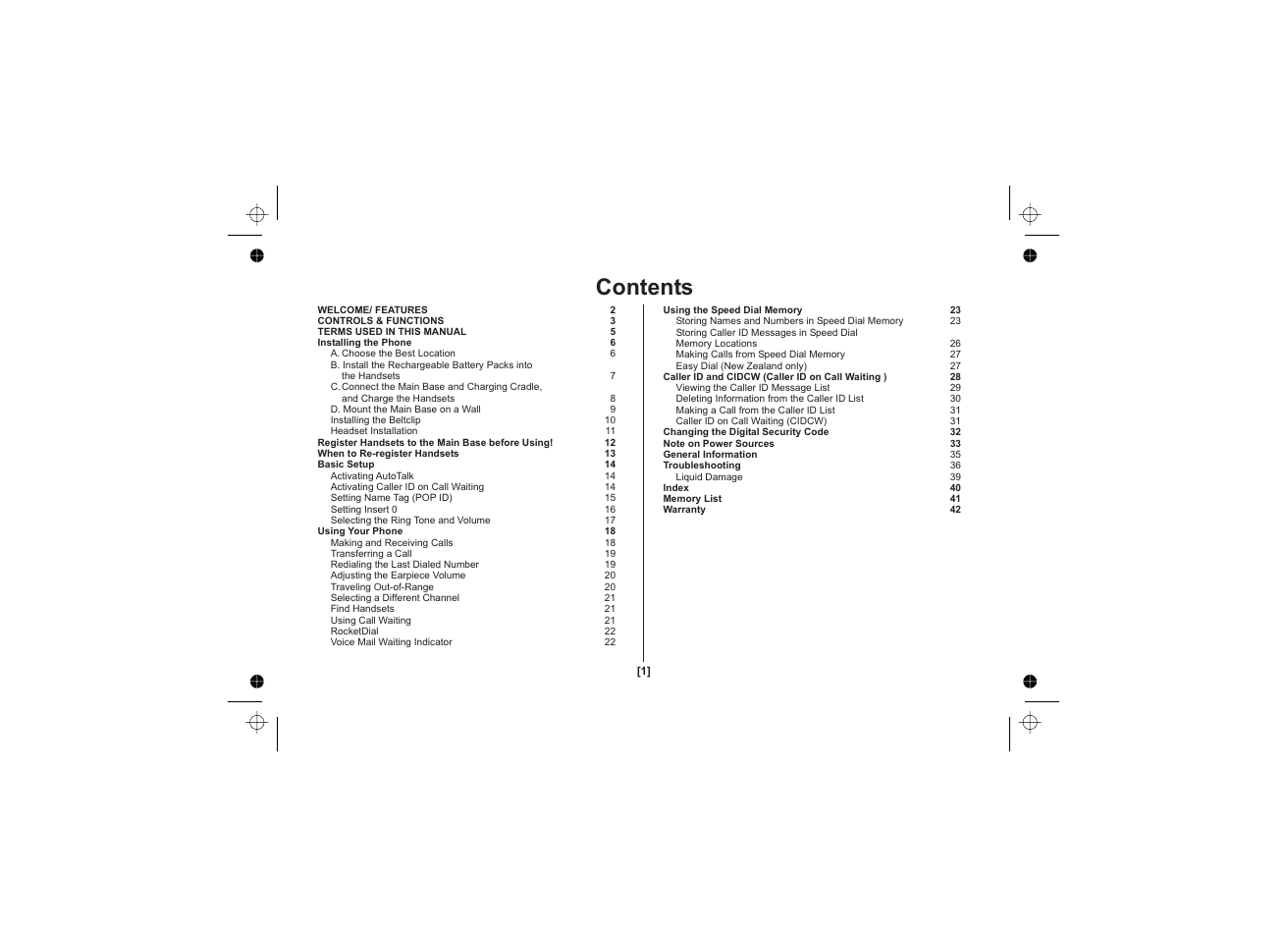 Uniden XS1215 +1 User Manual | Page 2 / 44