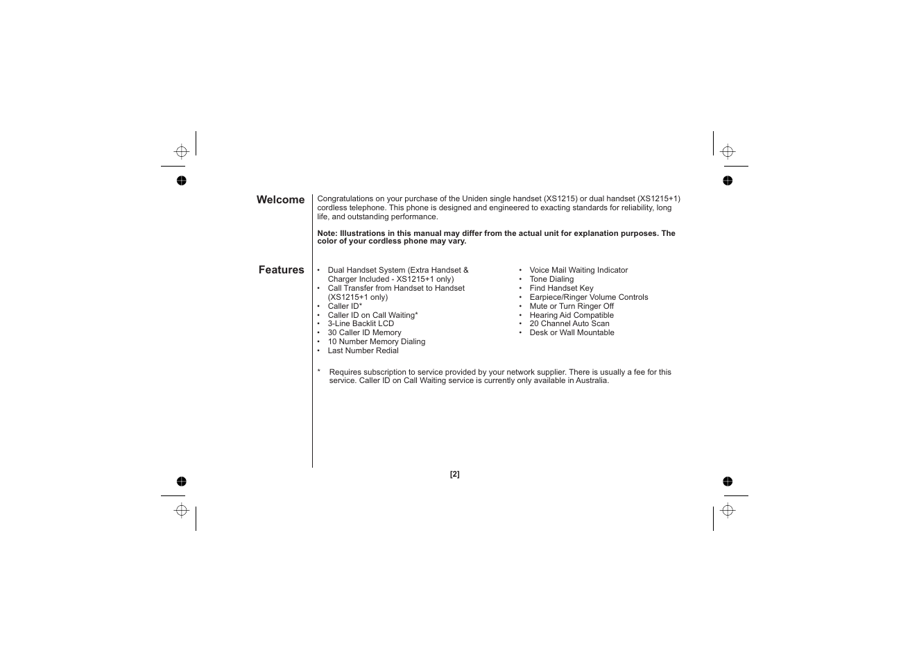 Uniden XS1215 +1 User Manual | Page 3 / 44