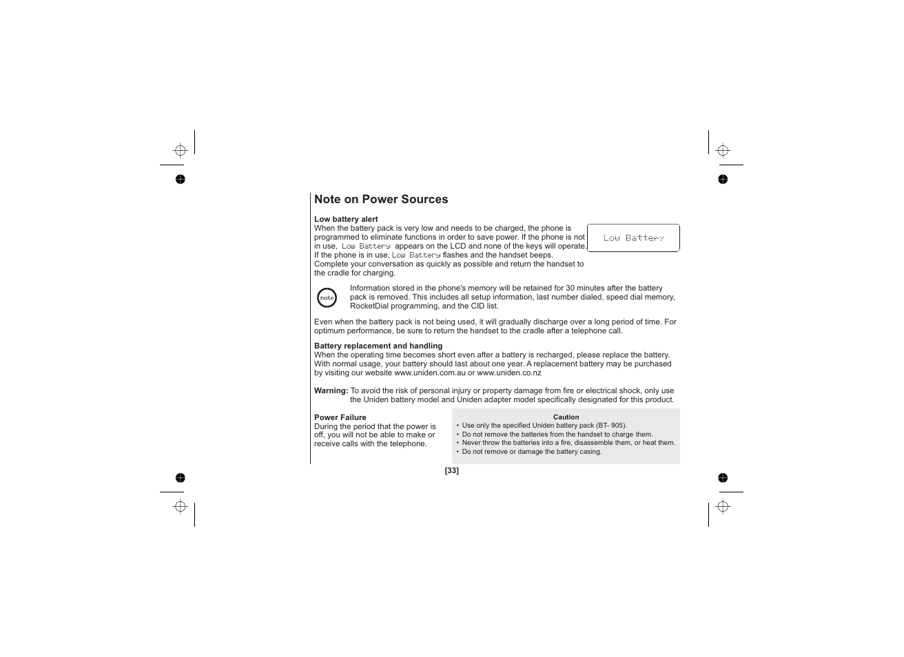 Uniden XS1215 +1 User Manual | Page 34 / 44
