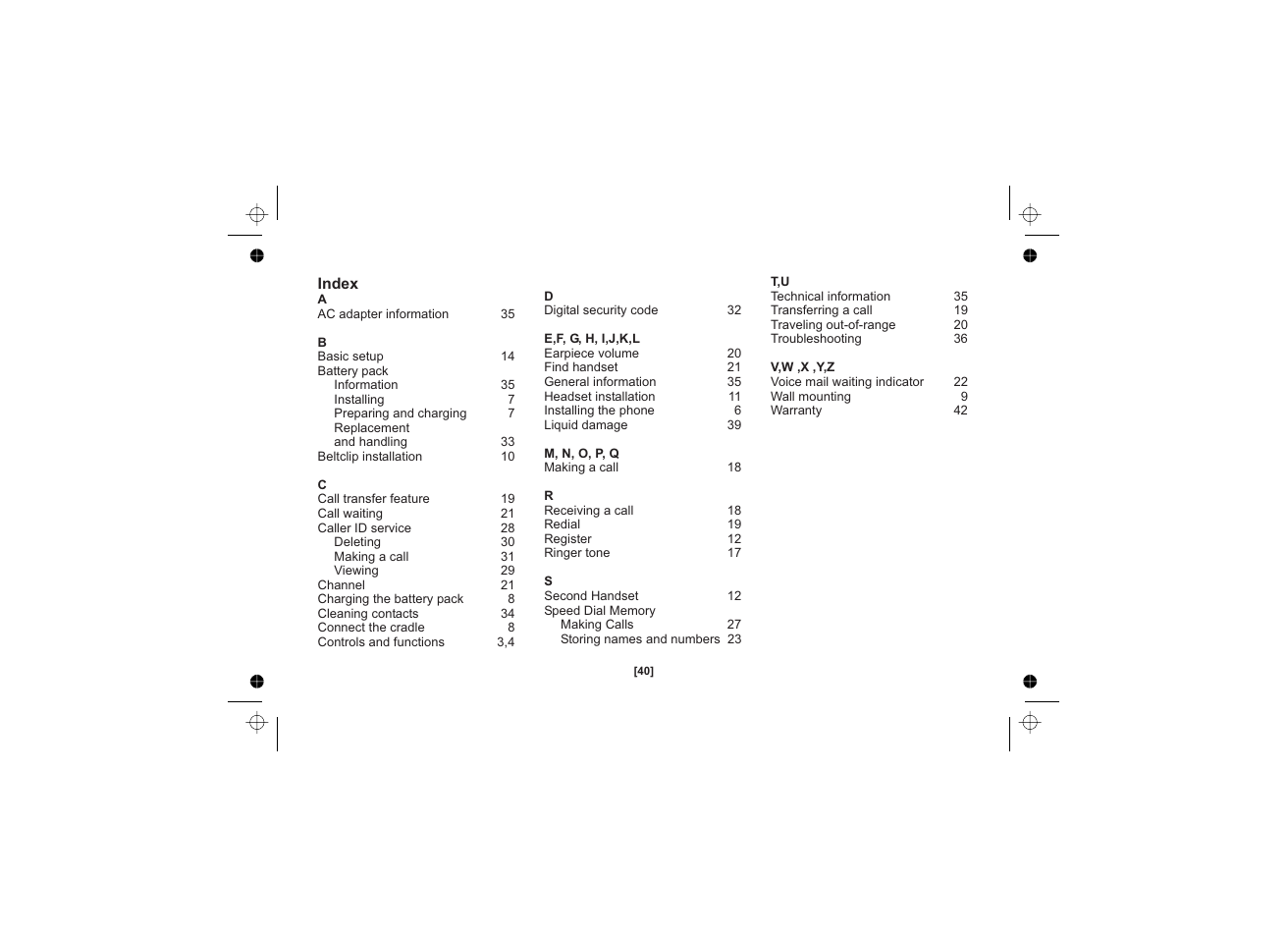 Uniden XS1215 +1 User Manual | Page 41 / 44