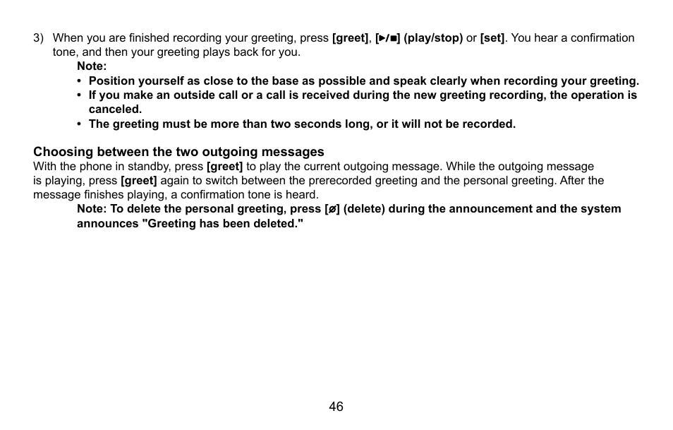 Choosing between the two outgoing messages | Uniden CXA 15698 User Manual | Page 47 / 72