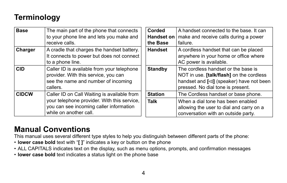 Terminology/manual conventions, Terminology/manual.conventions, Terminology | Manual.conventions | Uniden CXA 15698 User Manual | Page 5 / 72