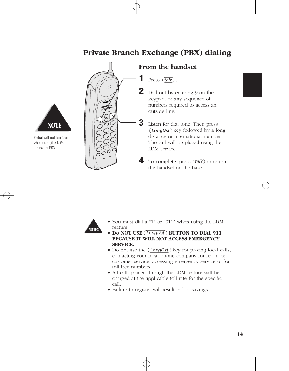 Private branch exchange (pbx) dialing | Uniden 8950 User Manual | Page 17 / 46