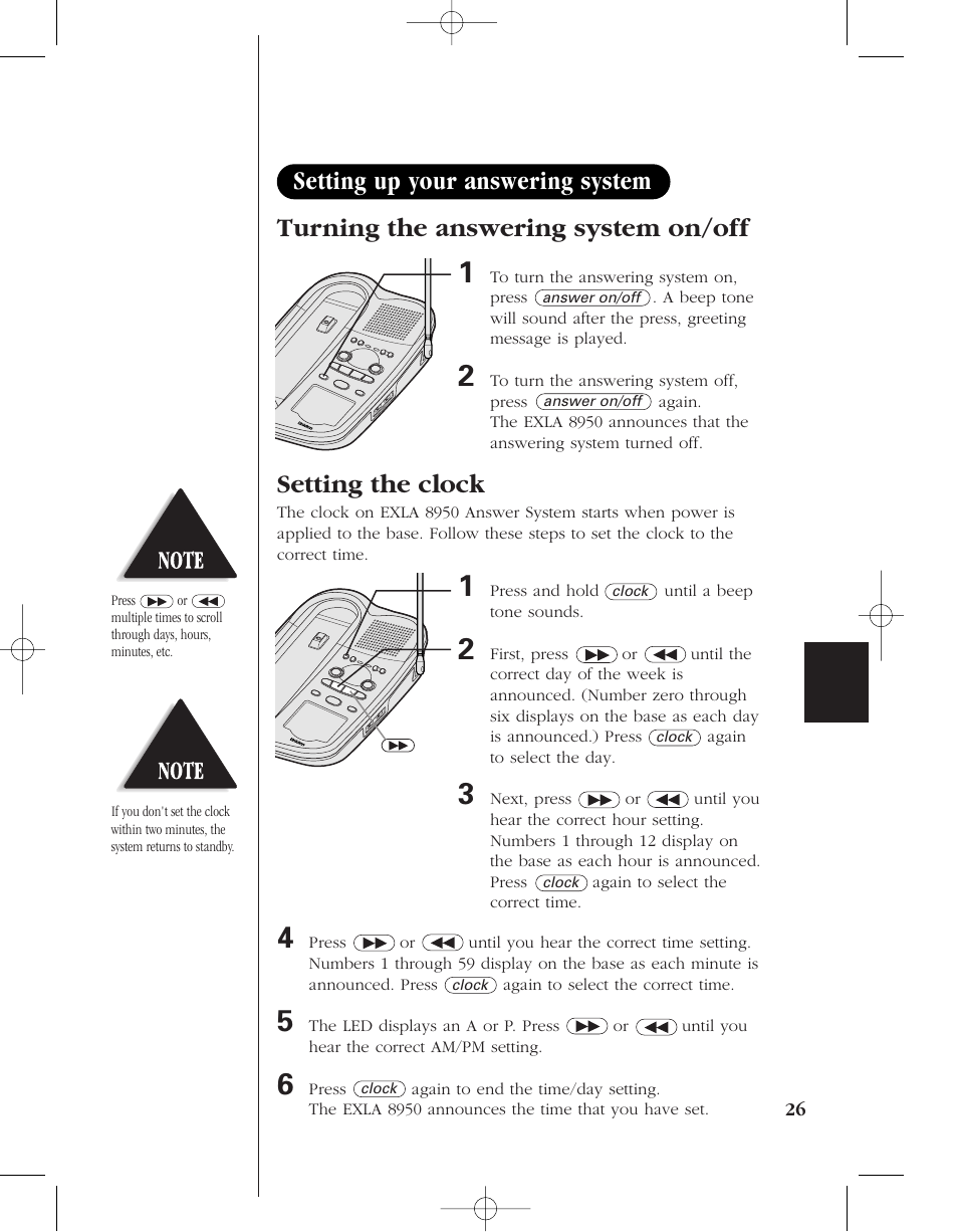 Setting the clock | Uniden 8950 User Manual | Page 29 / 46