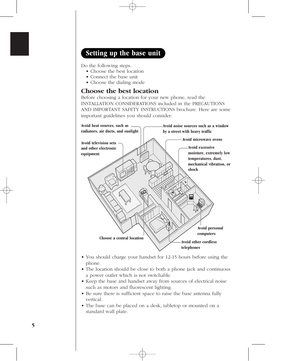 Setting up the base unit, Choose the best location | Uniden 8950 User Manual | Page 8 / 46