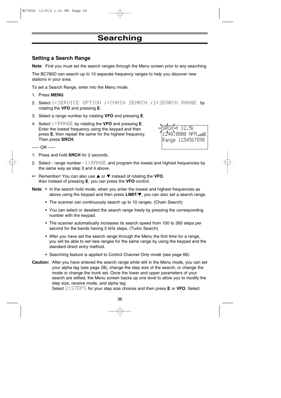 Searching | Uniden BC785D User Manual | Page 40 / 100