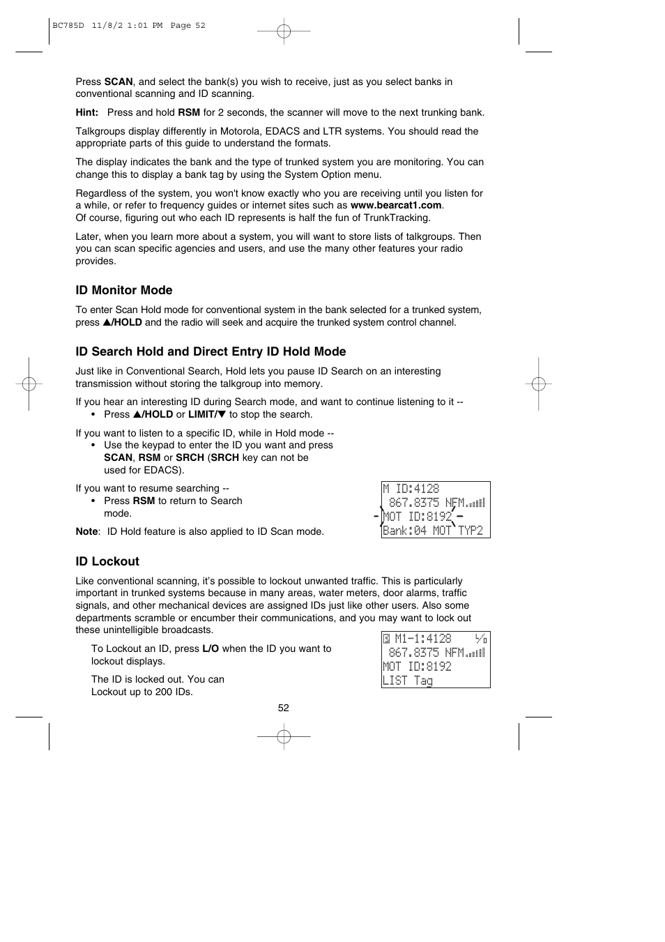 Uniden BC785D User Manual | Page 56 / 100
