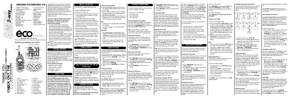 Uniden GMR 3699-2CK User Manual | 2 pages