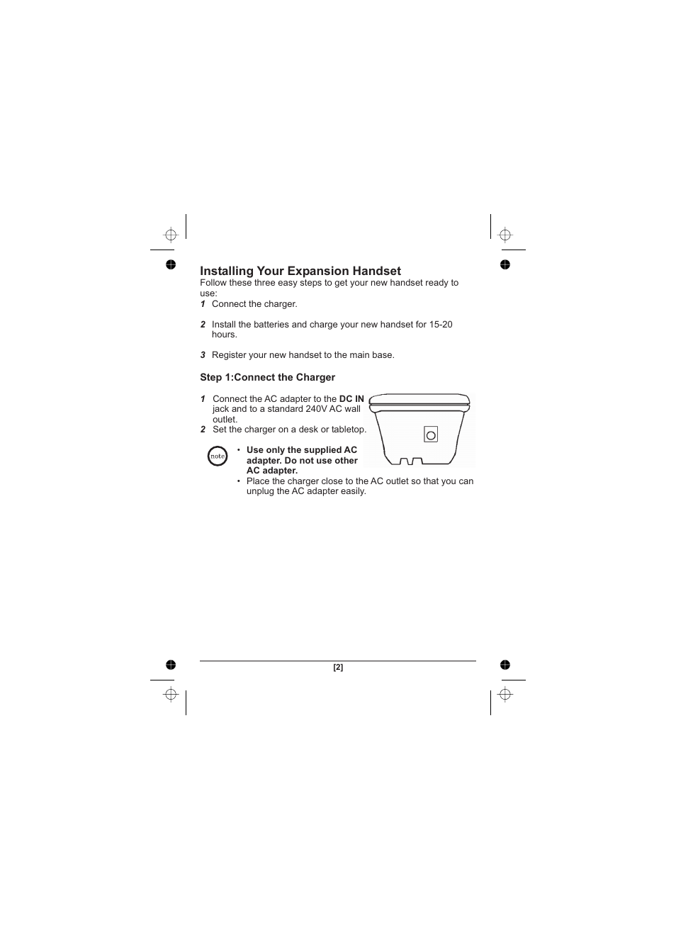 Installing your expansion handset | Uniden DECT1820 User Manual | Page 3 / 12