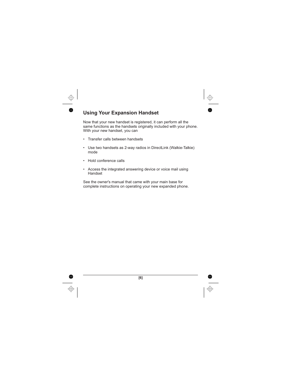 Using your expansion handset | Uniden DECT1820 User Manual | Page 7 / 12