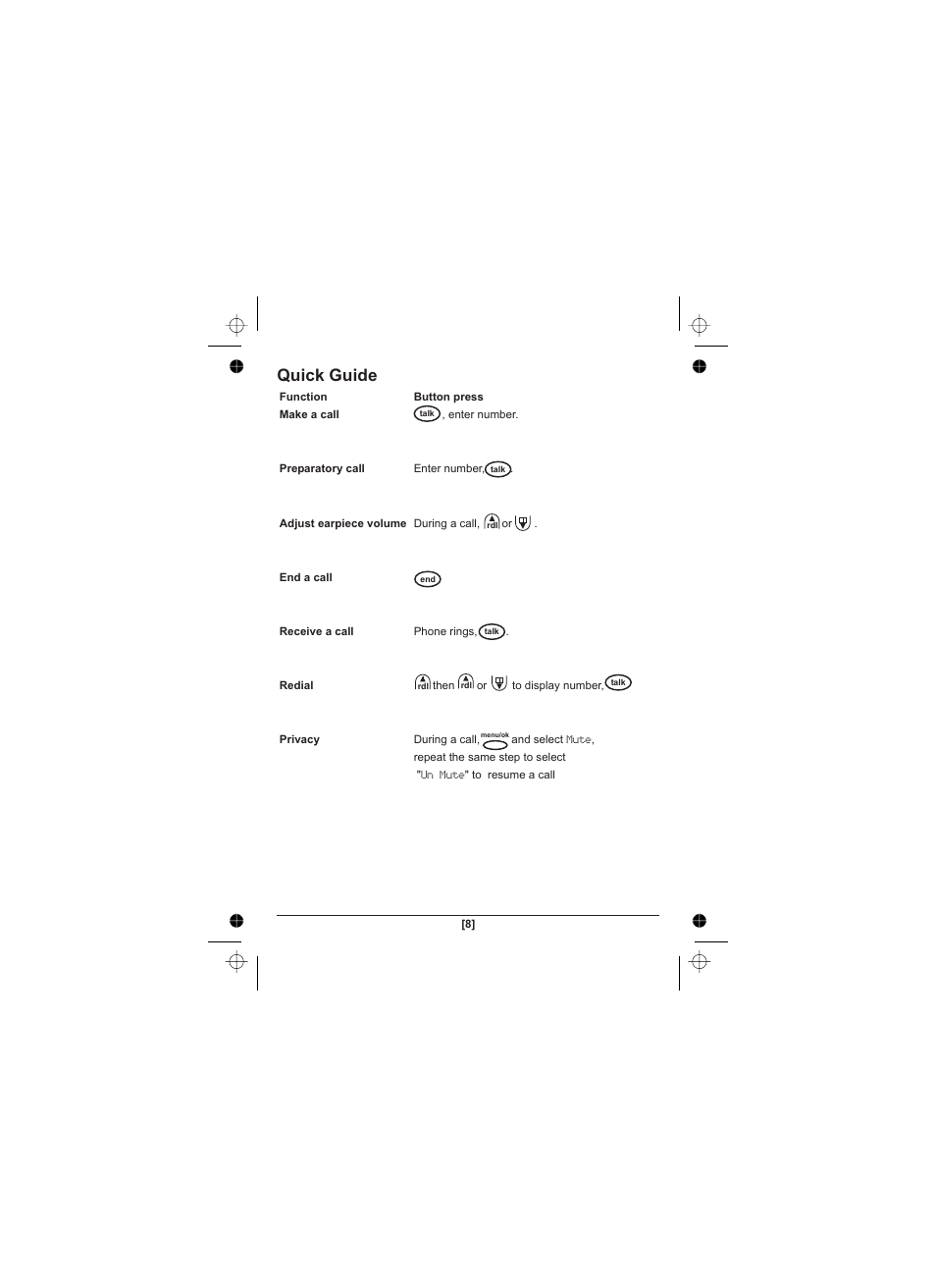 Quick guide | Uniden DECT1820 User Manual | Page 9 / 12