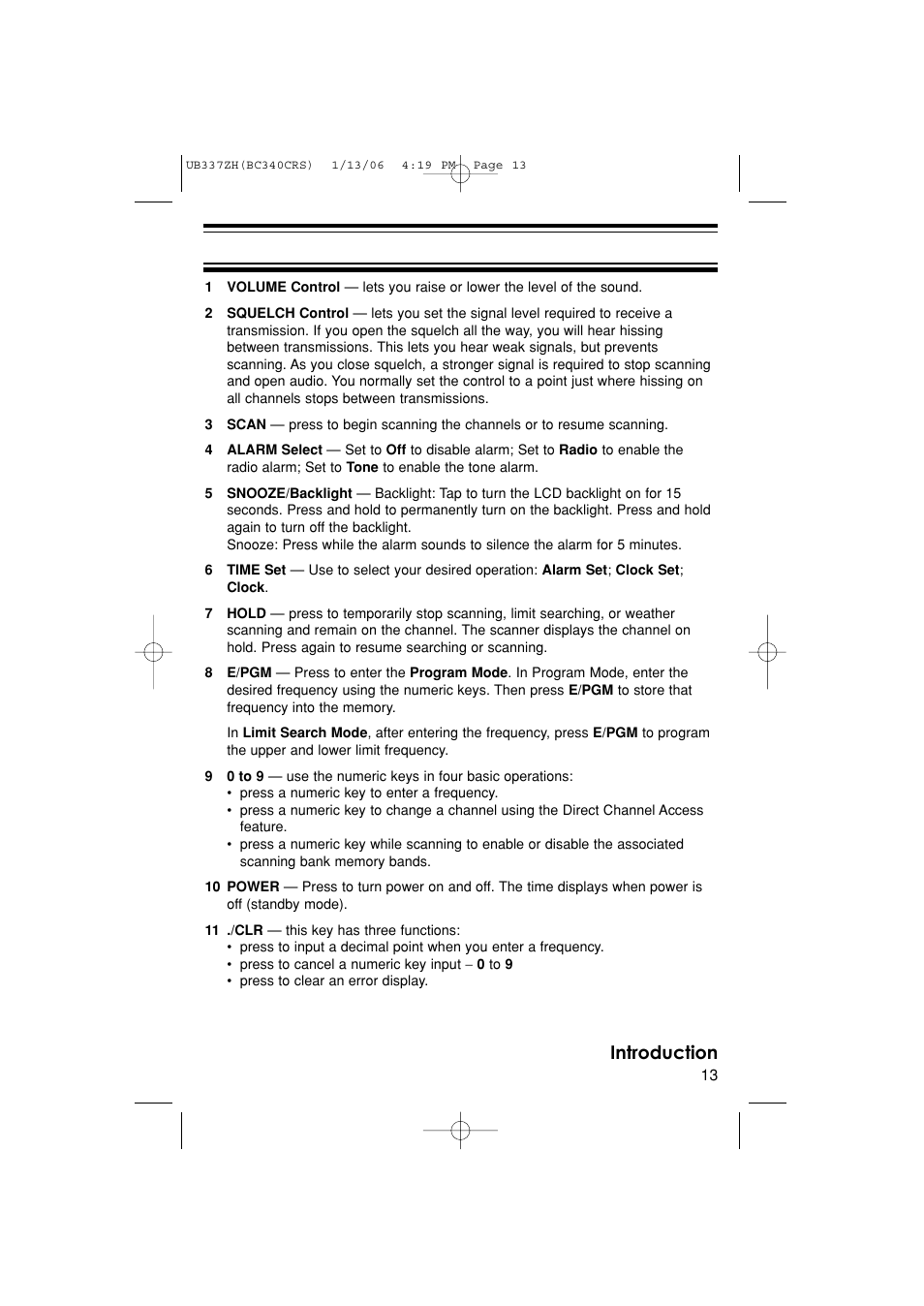 Introduction | Uniden BC340CRS User Manual | Page 13 / 32