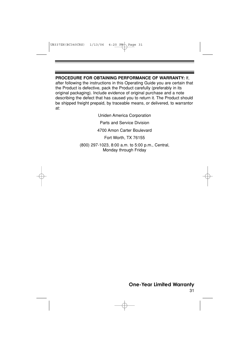 Uniden BC340CRS User Manual | Page 31 / 32
