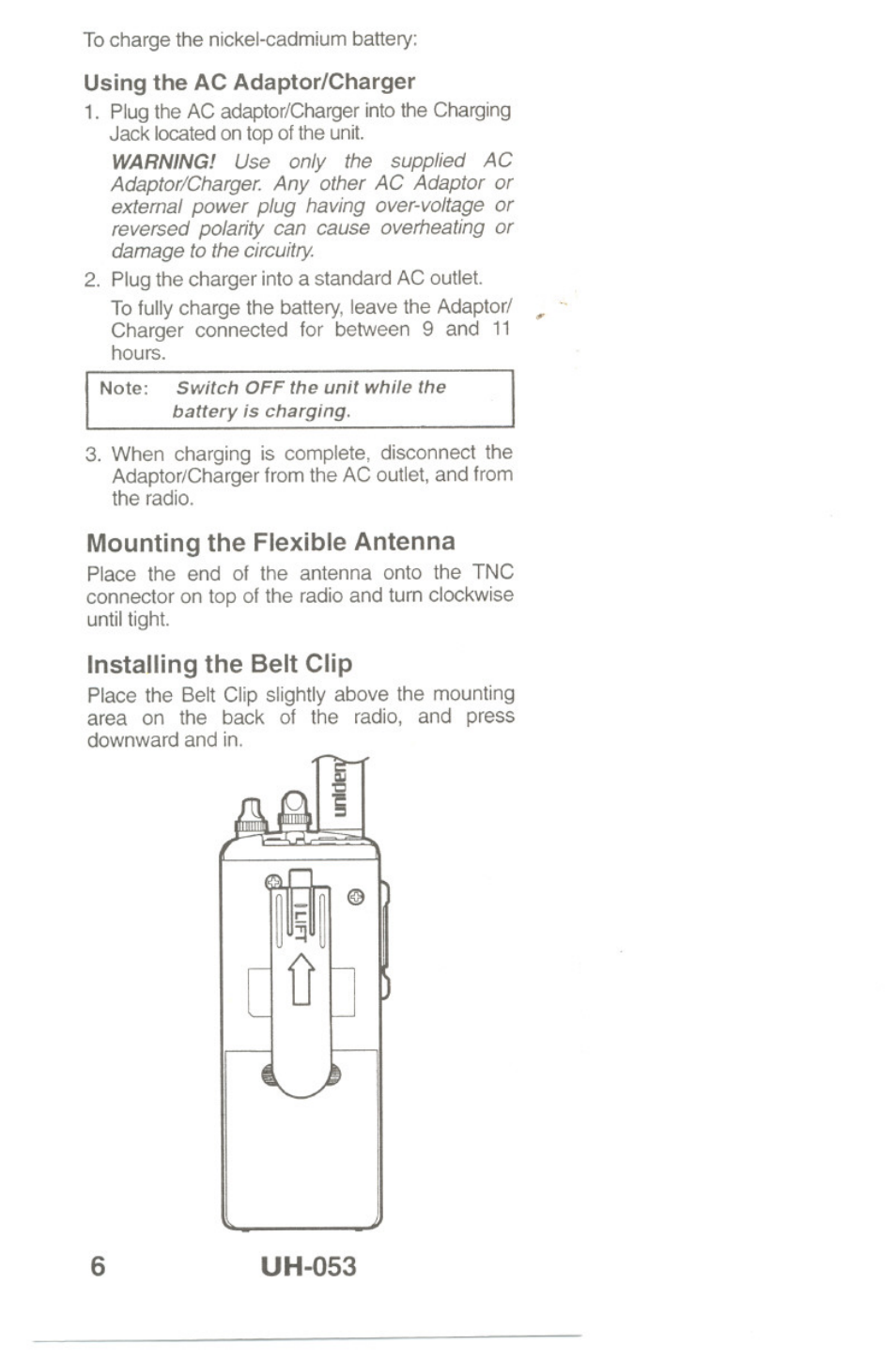 Uniden UH-O53 User Manual | Page 8 / 16