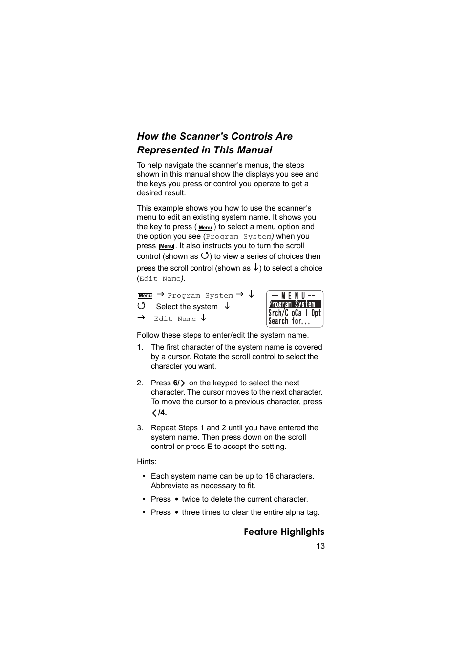 Feature highlights | Uniden BEARCAT UBC3500XLT User Manual | Page 13 / 94