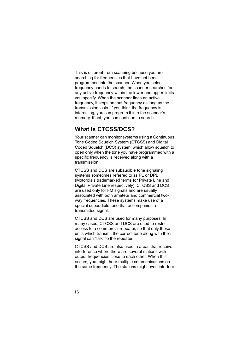 What is ctcss/dcs | Uniden BEARCAT UBC3500XLT User Manual | Page 16 / 94