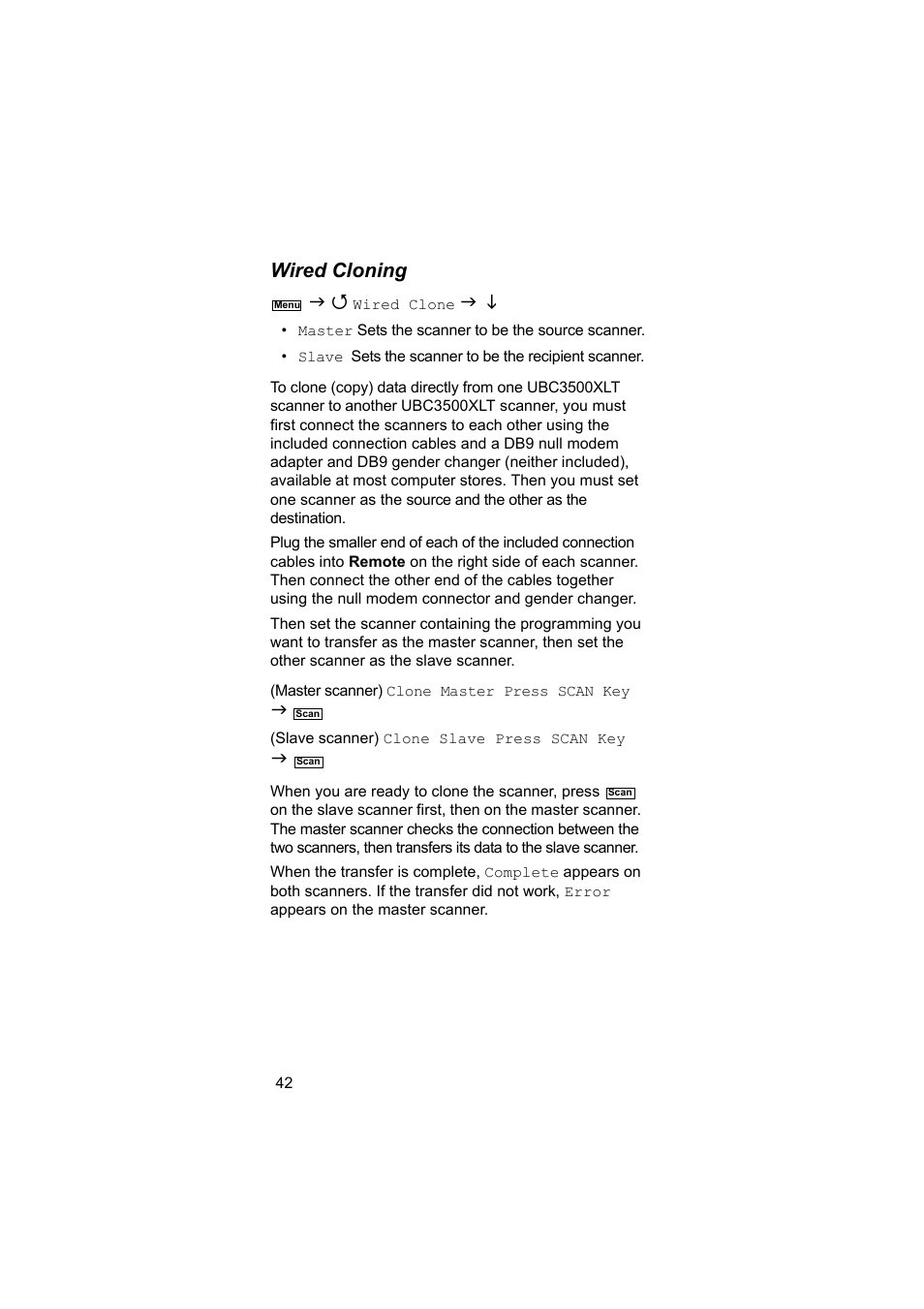 Wired cloning | Uniden BEARCAT UBC3500XLT User Manual | Page 42 / 94