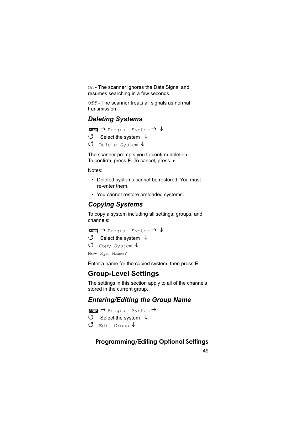 Group-level settings | Uniden BEARCAT UBC3500XLT User Manual | Page 49 / 94