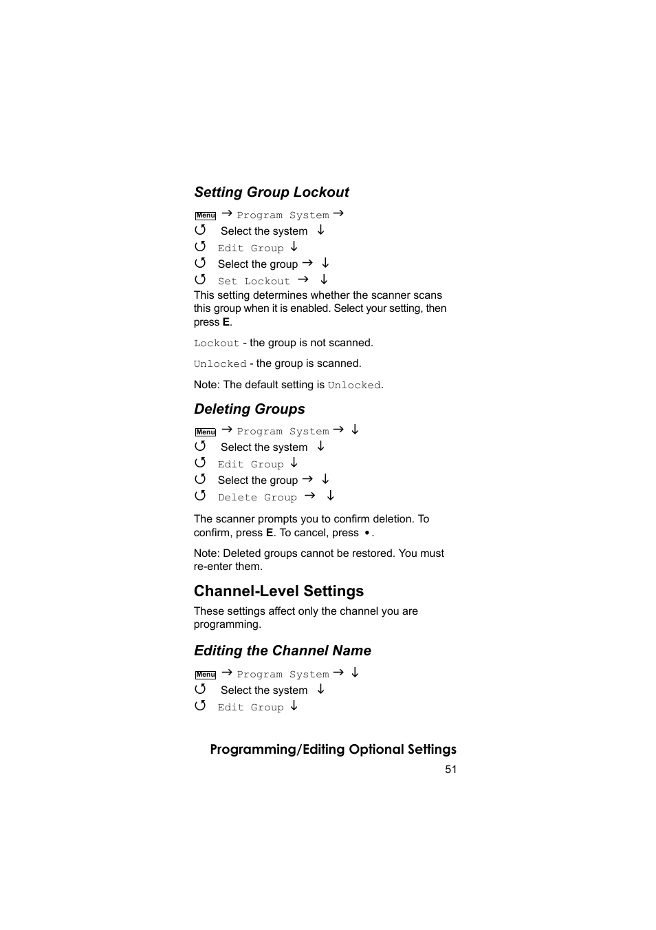 Channel-level settings | Uniden BEARCAT UBC3500XLT User Manual | Page 51 / 94