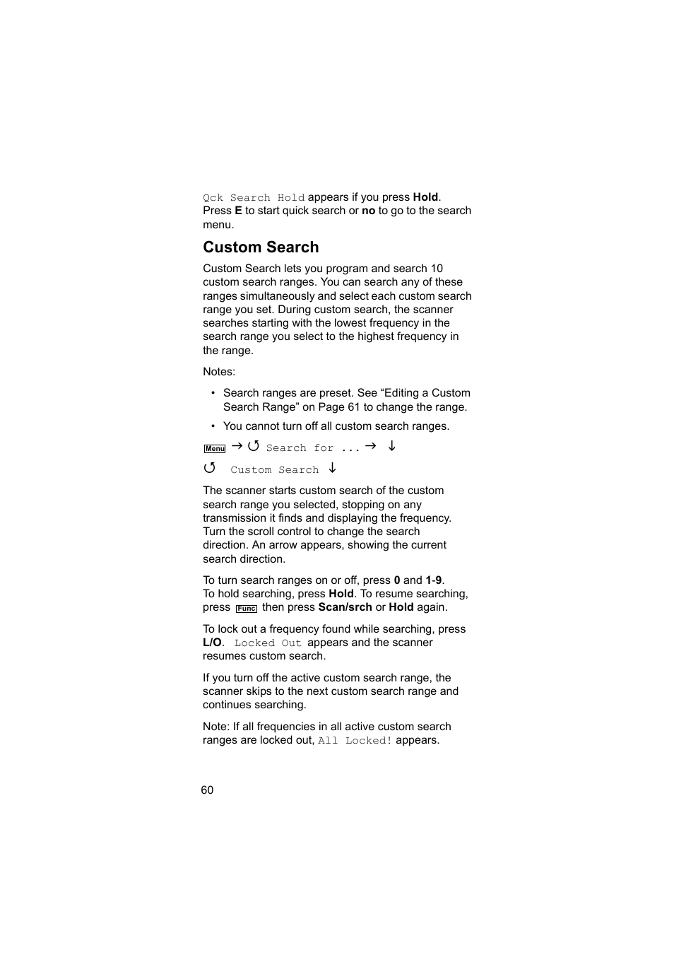 Custom search | Uniden BEARCAT UBC3500XLT User Manual | Page 60 / 94