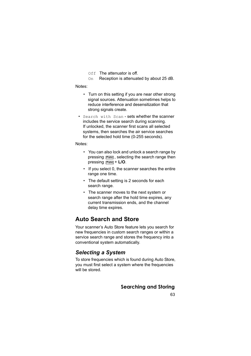 Auto search and store, Selecting a system, Searching and storing | Uniden BEARCAT UBC3500XLT User Manual | Page 63 / 94