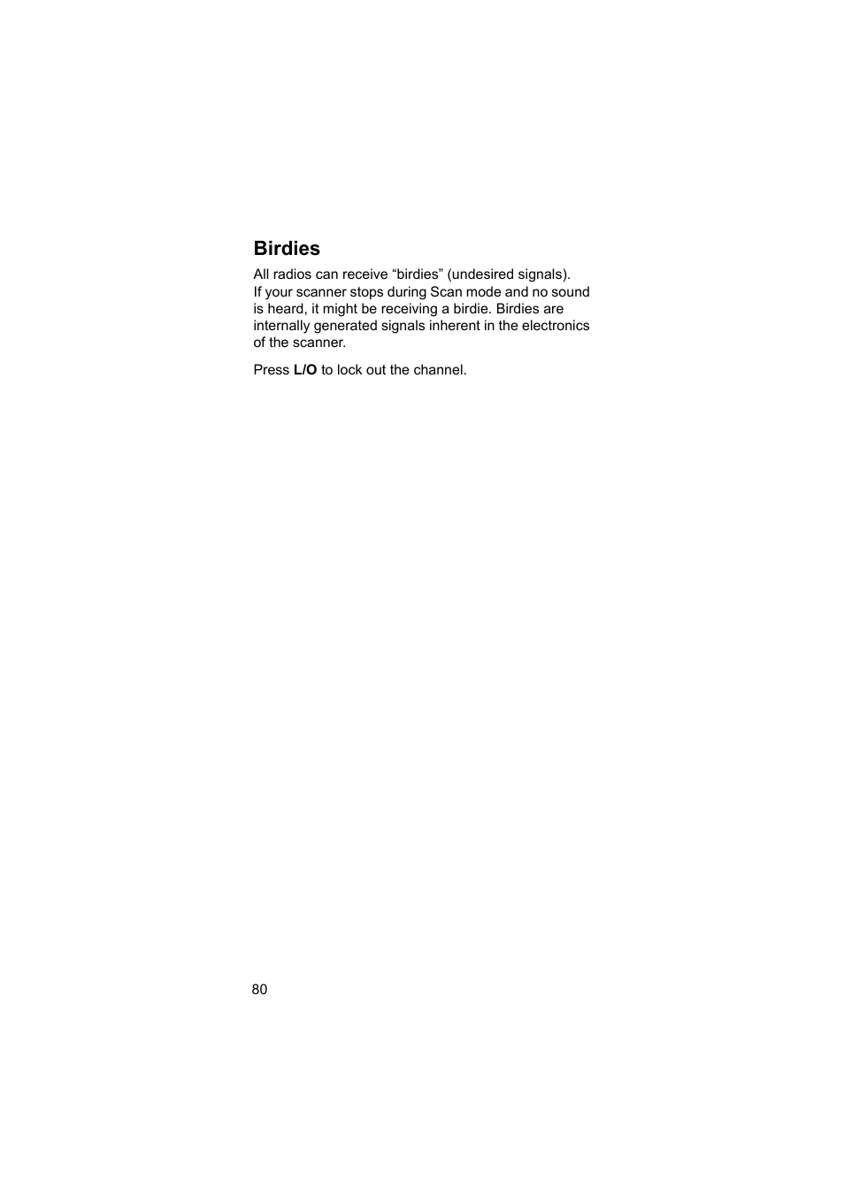 Birdies | Uniden BEARCAT UBC3500XLT User Manual | Page 80 / 94